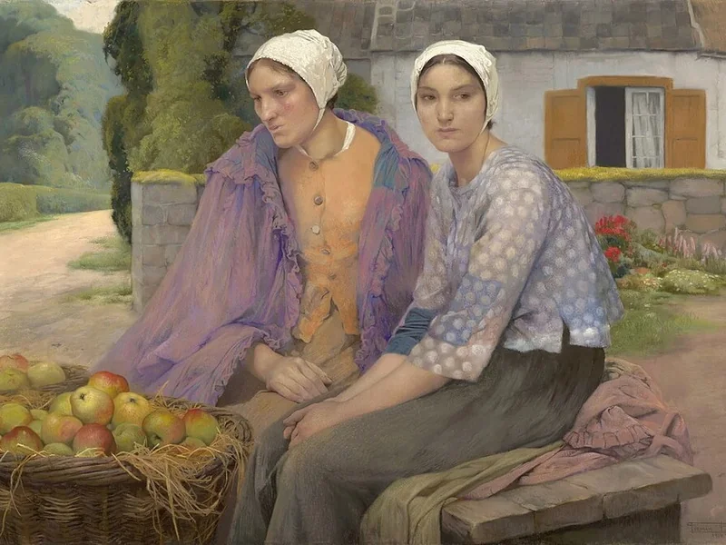 1874-Firmin Baes - La raccolta delle mele, 1914